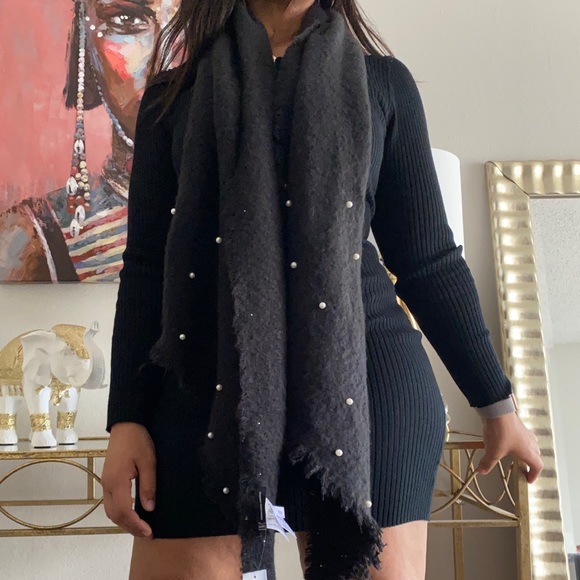 INC International Concepts Accessories - INC Faux-Pearl-Embellished Bouclé Bias Wrap